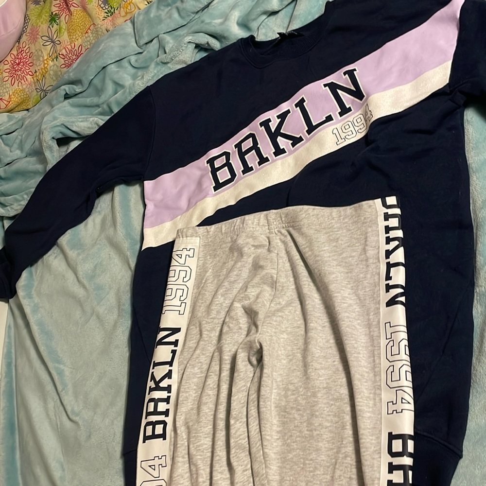 comfortable BRKLYN 1994 sweater and leggings set